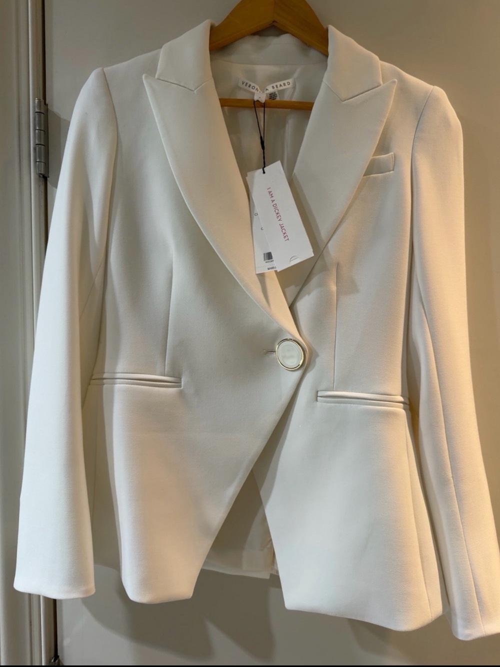 Veronica Beard Ivory Single-Button Tailored Blazer